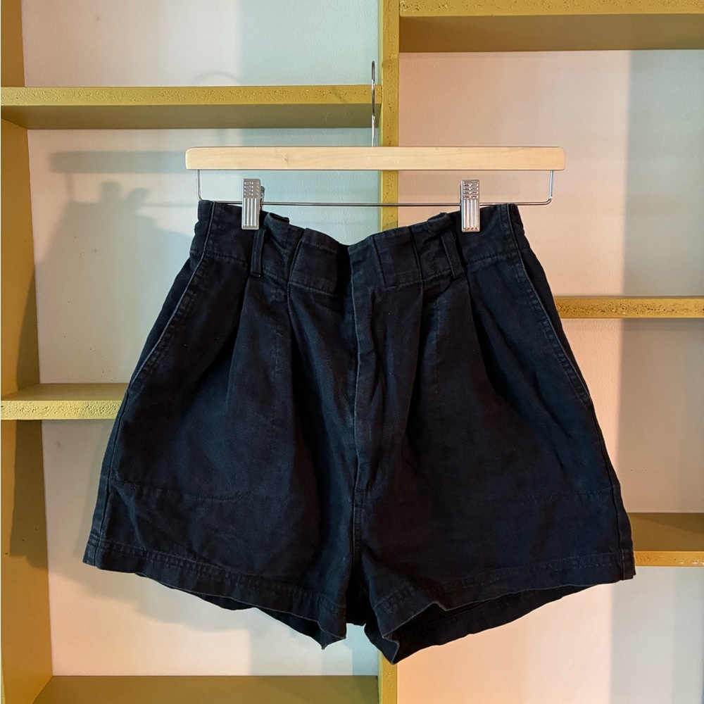 BDG High-Waist Black Pleated Shorts